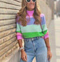 Damen Pullover mit bunten Streifen – Moderner Casual Look