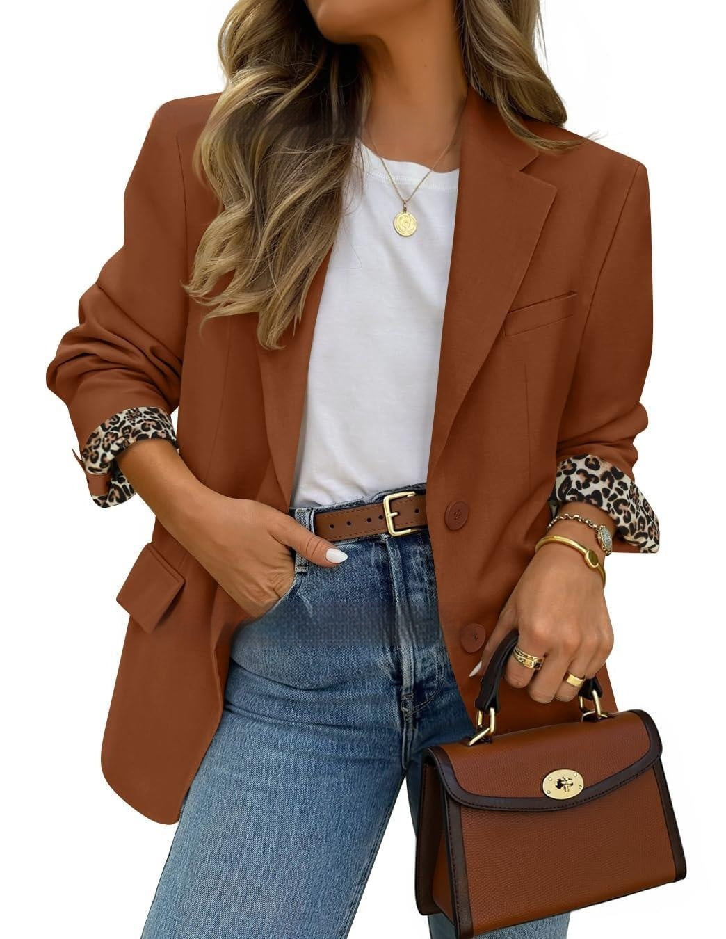 Damenjacke mit Leoparden-Details – Elegante Übergangsjacke