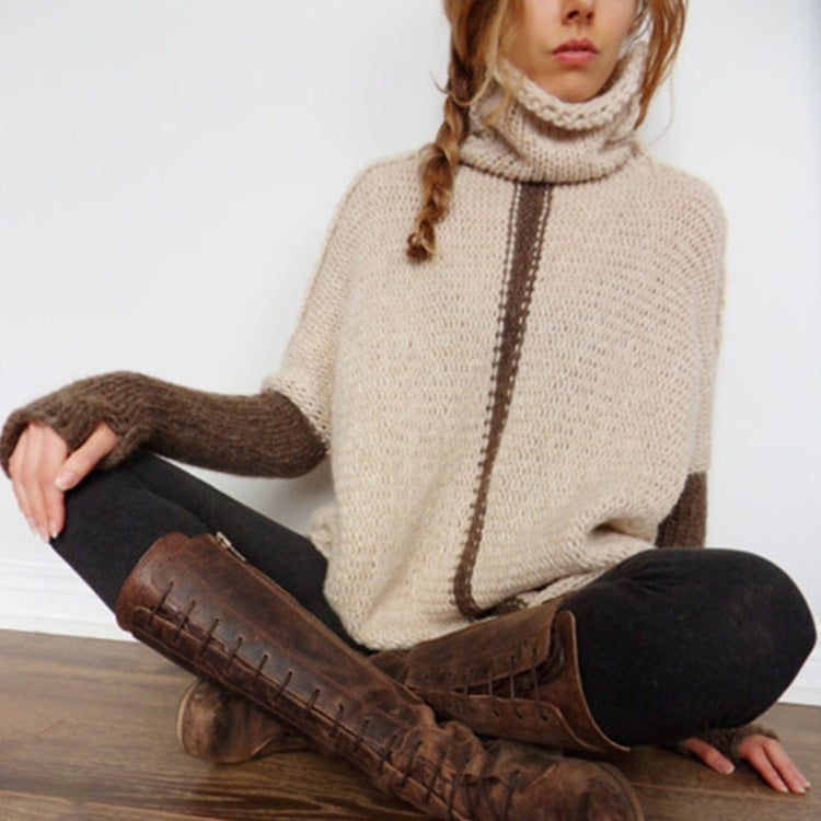 Damen Strickpullover mit Rollkragen – Warmer Oversize Winterpullover