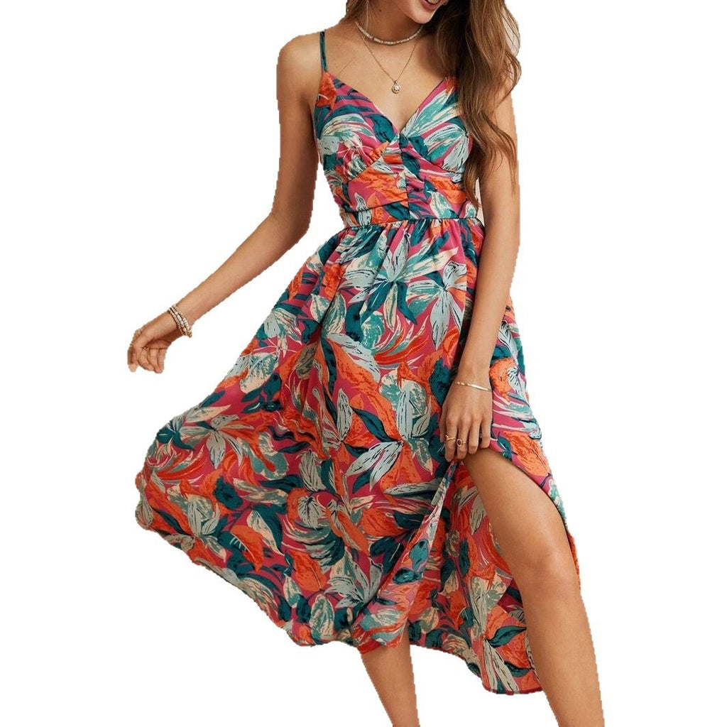 Figurbetontes Maxikleid mit Tropical-Print – Elegantes Sommerkleid für Damen