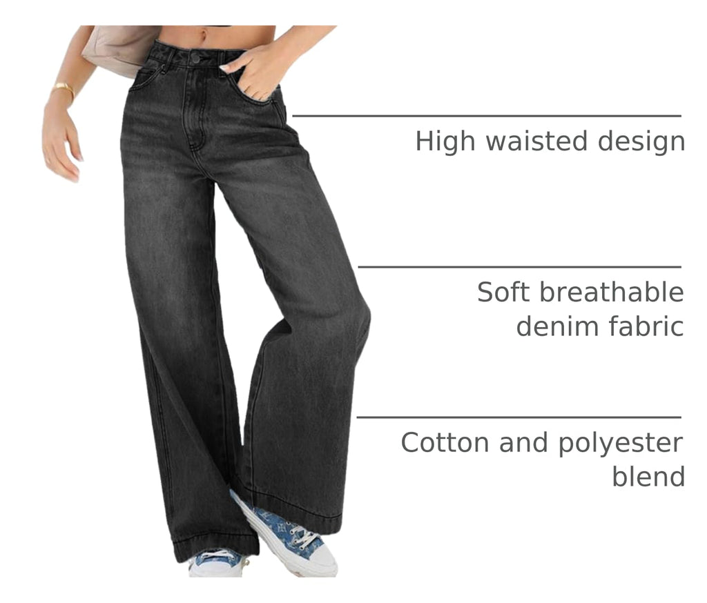 Damen Wide-Leg Jeans – Lässige High-Waist Denim Hose