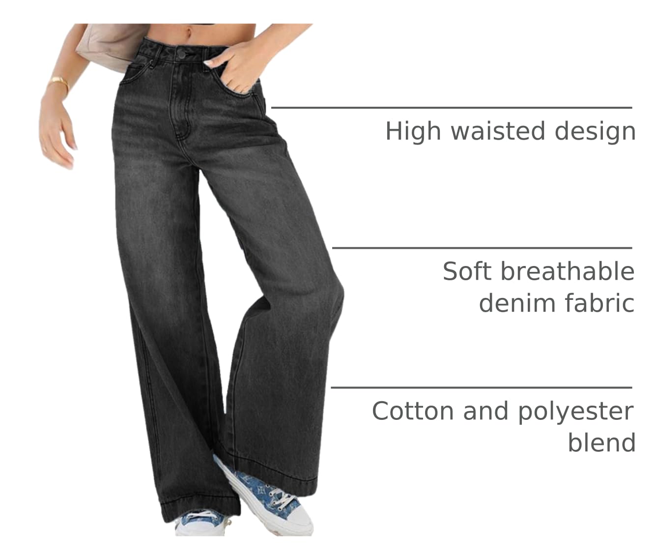 Damen Wide-Leg Jeans – Lässige High-Waist Denim Hose
