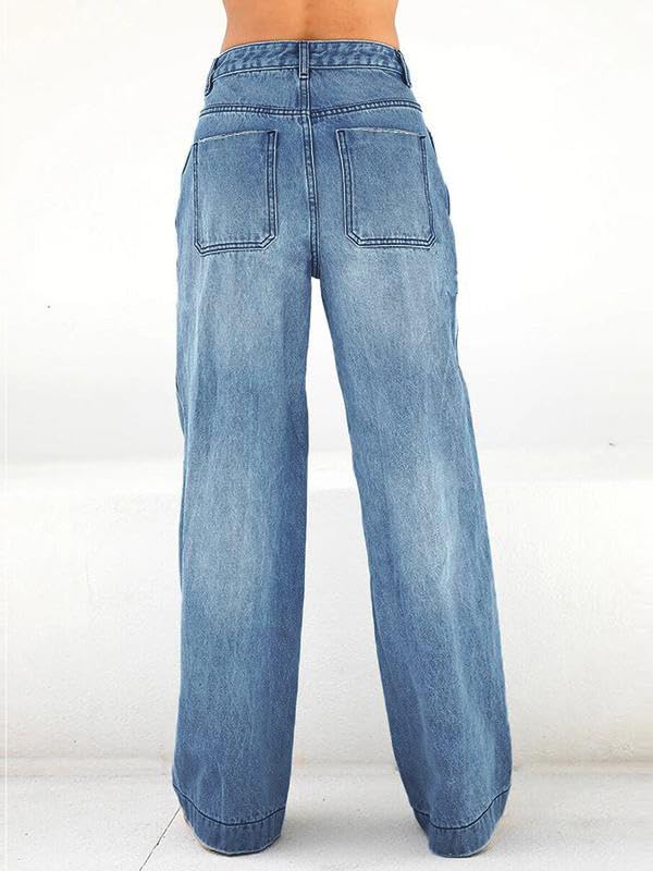 Damen Wide-Leg Jeans – Lässige High-Waist Denim Hose
