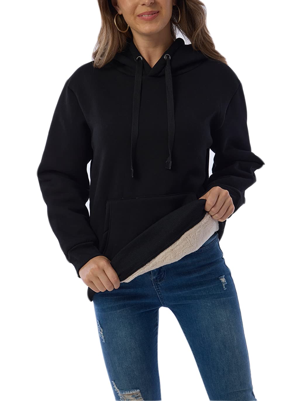 Damen Winter Hoodie mit Sherpa-Futter – Warmer Kapuzenpullover