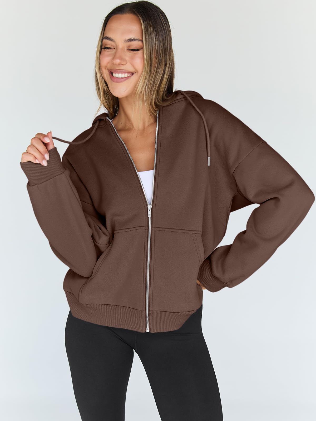 Damen Zip-Hoodie mit Kapuze – Bequeme Freizeit Sweatjacke