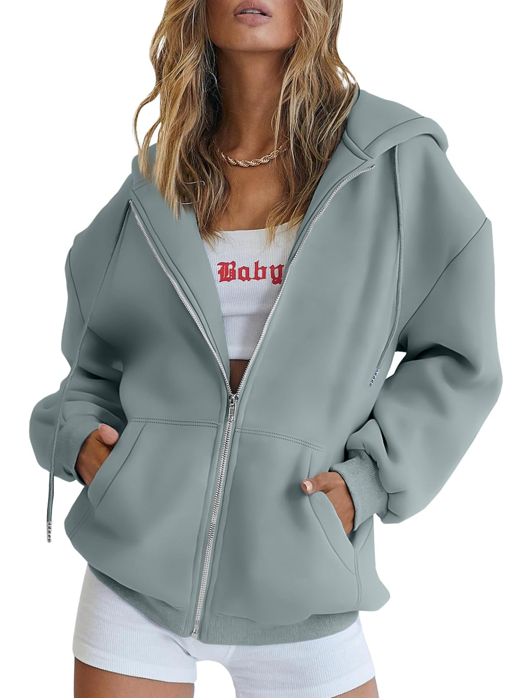 Damen Zip-Hoodie mit Kapuze – Bequeme Freizeit Sweatjacke