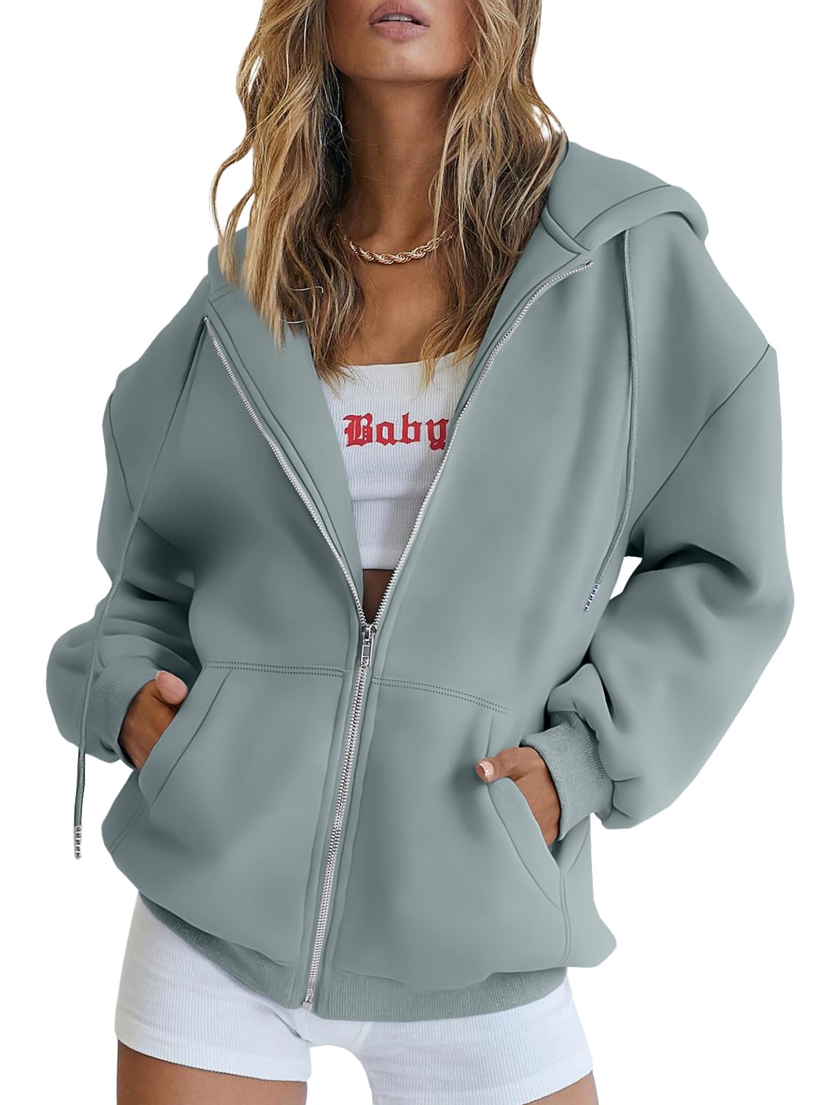 Damen Zip-Hoodie mit Kapuze – Bequeme Freizeit Sweatjacke