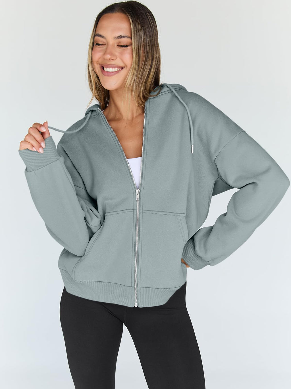 Damen Zip-Hoodie mit Kapuze – Bequeme Freizeit Sweatjacke