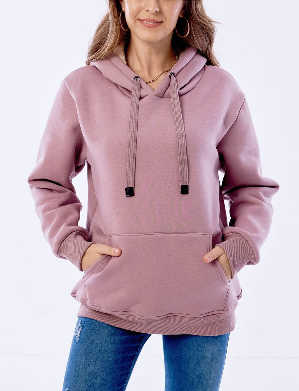 Damen Winter Hoodie mit Sherpa-Futter – Warmer Kapuzenpullover
