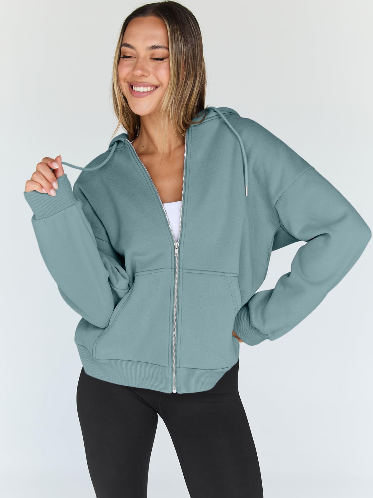 Damen Zip-Hoodie mit Kapuze – Bequeme Freizeit Sweatjacke