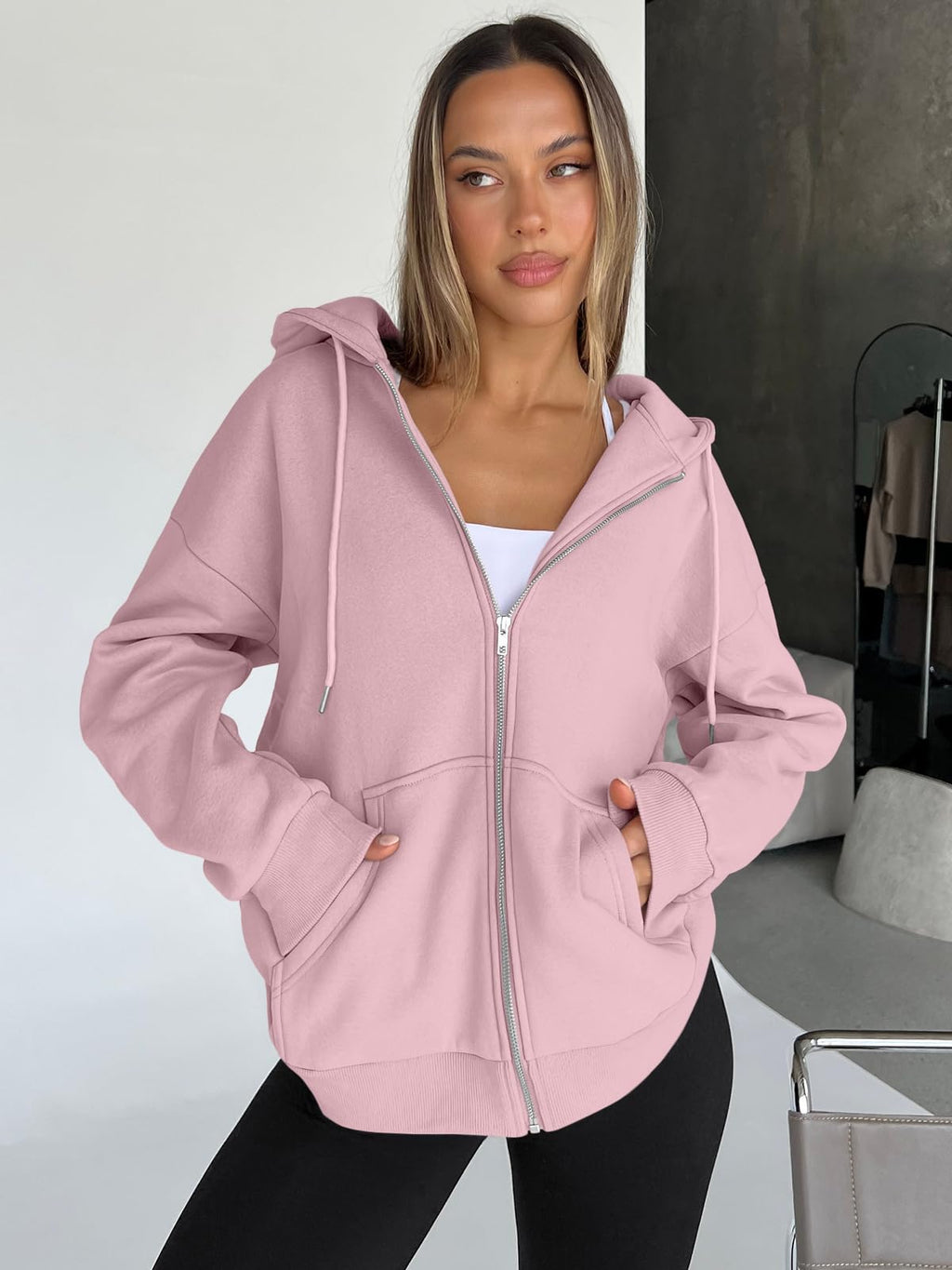 Damen Zip-Hoodie mit Kapuze – Bequeme Freizeit Sweatjacke
