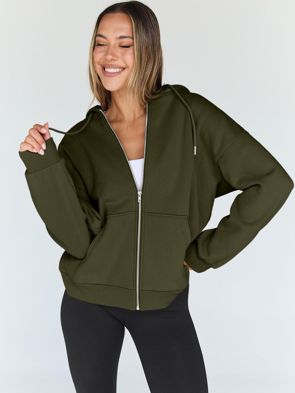Damen Zip-Hoodie mit Kapuze – Bequeme Freizeit Sweatjacke