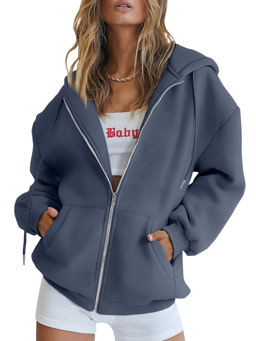 Damen Zip-Hoodie mit Kapuze – Bequeme Freizeit Sweatjacke