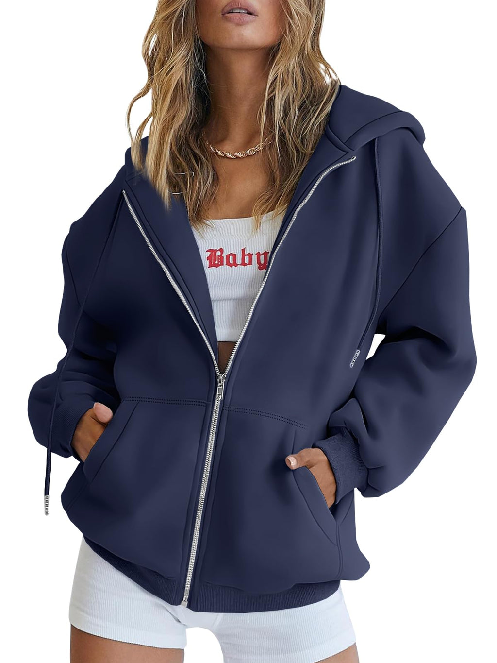 Damen Zip-Hoodie mit Kapuze – Bequeme Freizeit Sweatjacke