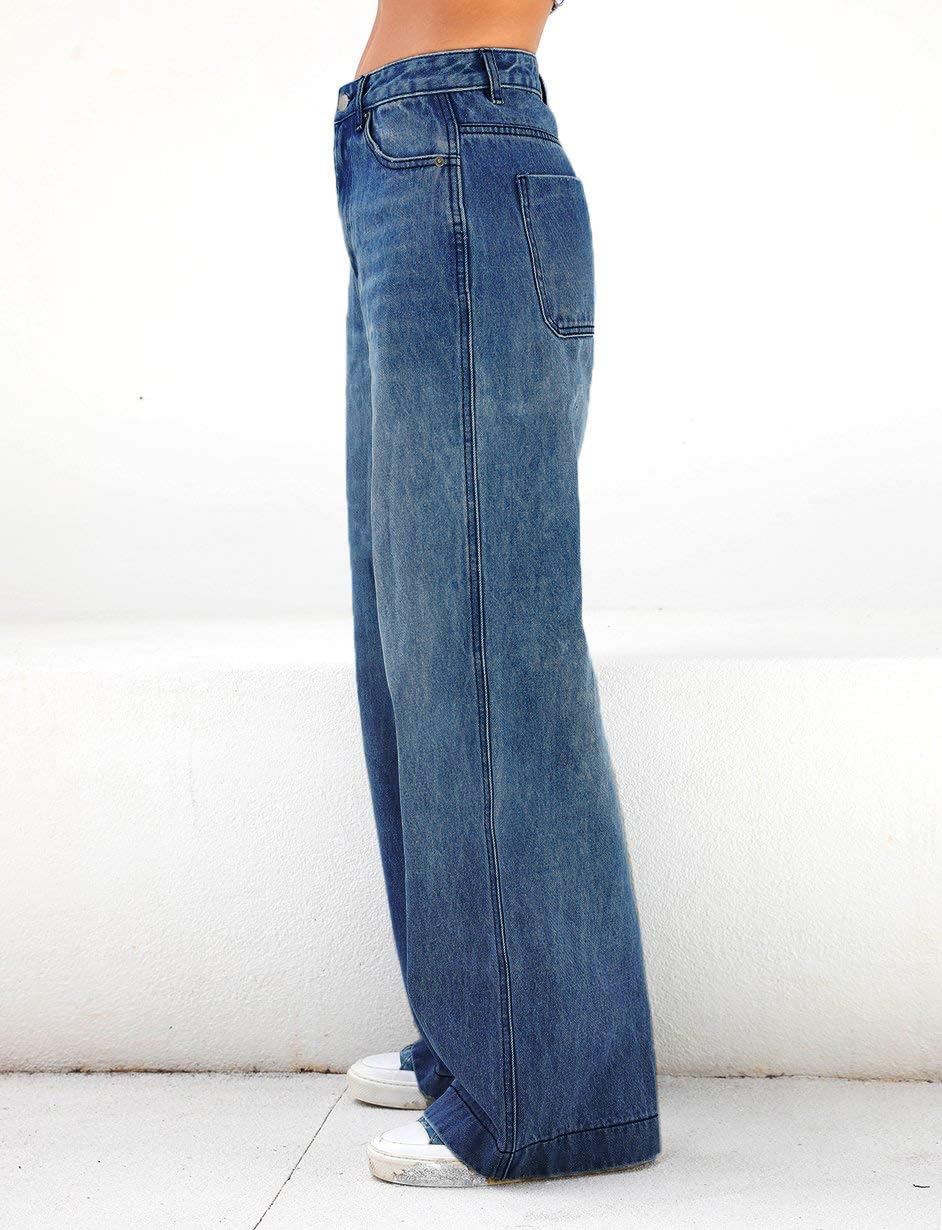 Damen Wide-Leg Jeans – Lässige High-Waist Denim Hose