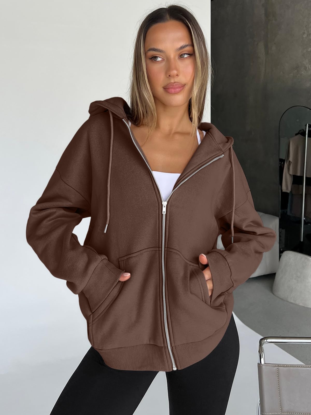Damen Zip-Hoodie mit Kapuze – Bequeme Freizeit Sweatjacke