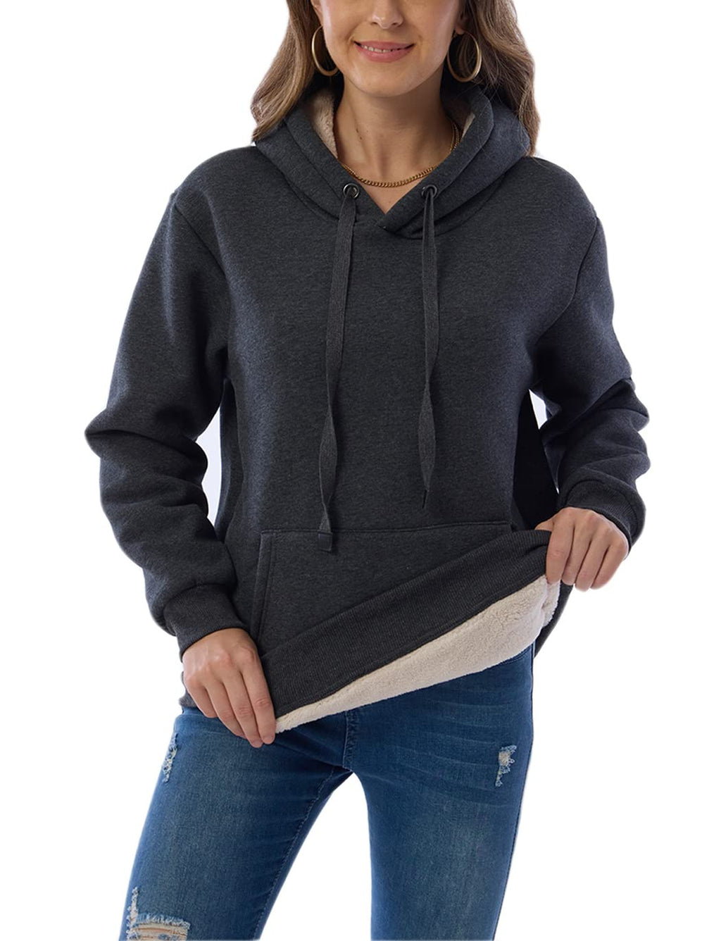 Damen Winter Hoodie mit Sherpa-Futter – Warmer Kapuzenpullover