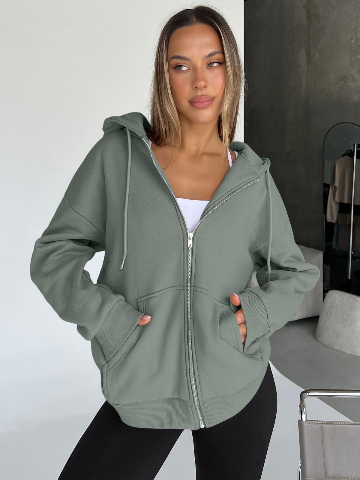 Damen Zip-Hoodie mit Kapuze – Bequeme Freizeit Sweatjacke