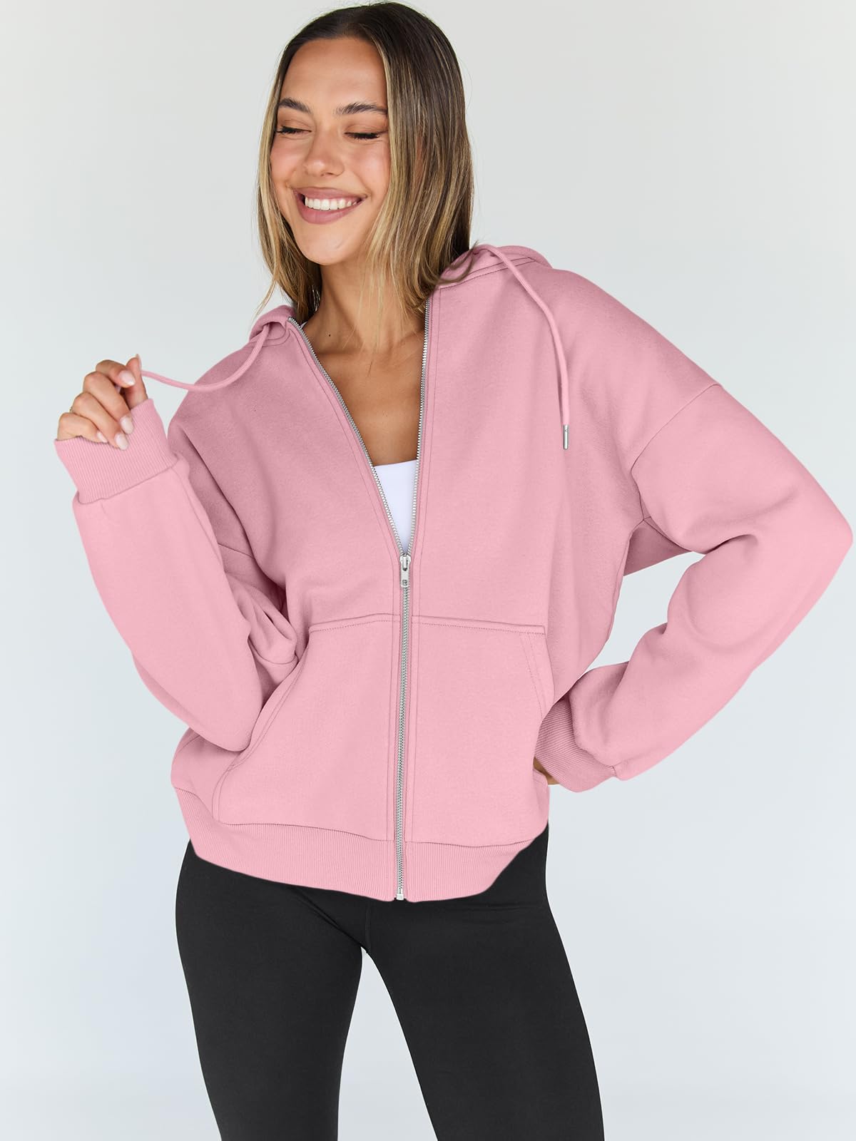 Damen Zip-Hoodie mit Kapuze – Bequeme Freizeit Sweatjacke