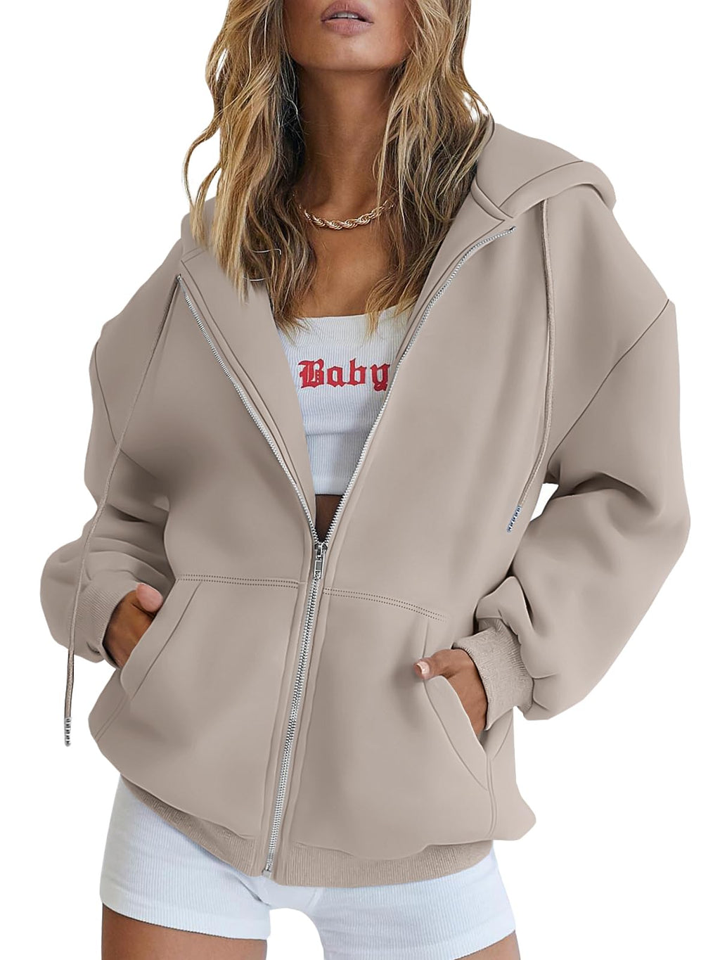 Damen Zip-Hoodie mit Kapuze – Bequeme Freizeit Sweatjacke