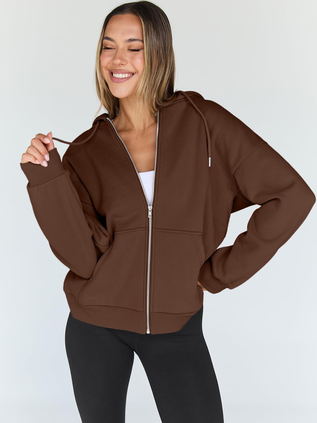 Damen Zip-Hoodie mit Kapuze – Bequeme Freizeit Sweatjacke