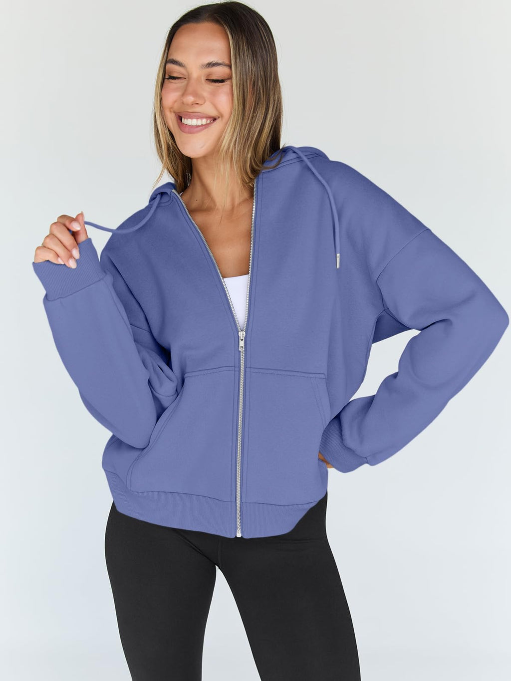 Damen Zip-Hoodie mit Kapuze – Bequeme Freizeit Sweatjacke