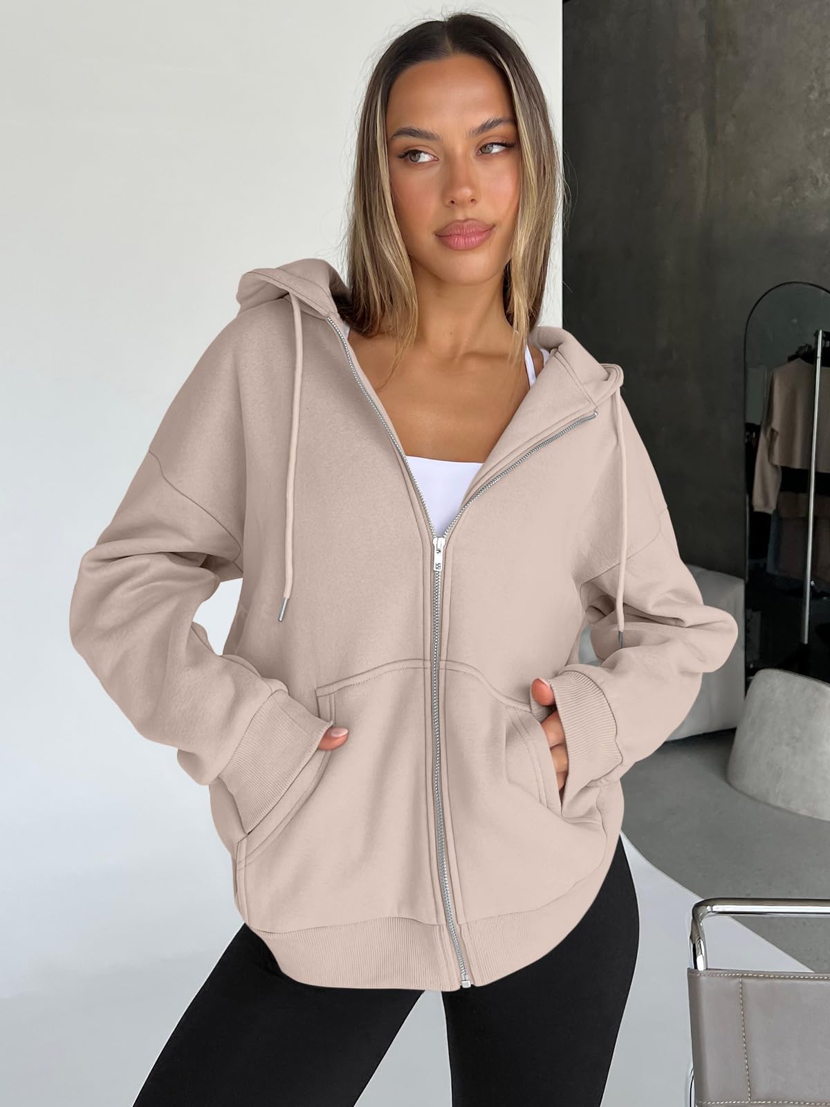 Damen Zip-Hoodie mit Kapuze – Bequeme Freizeit Sweatjacke