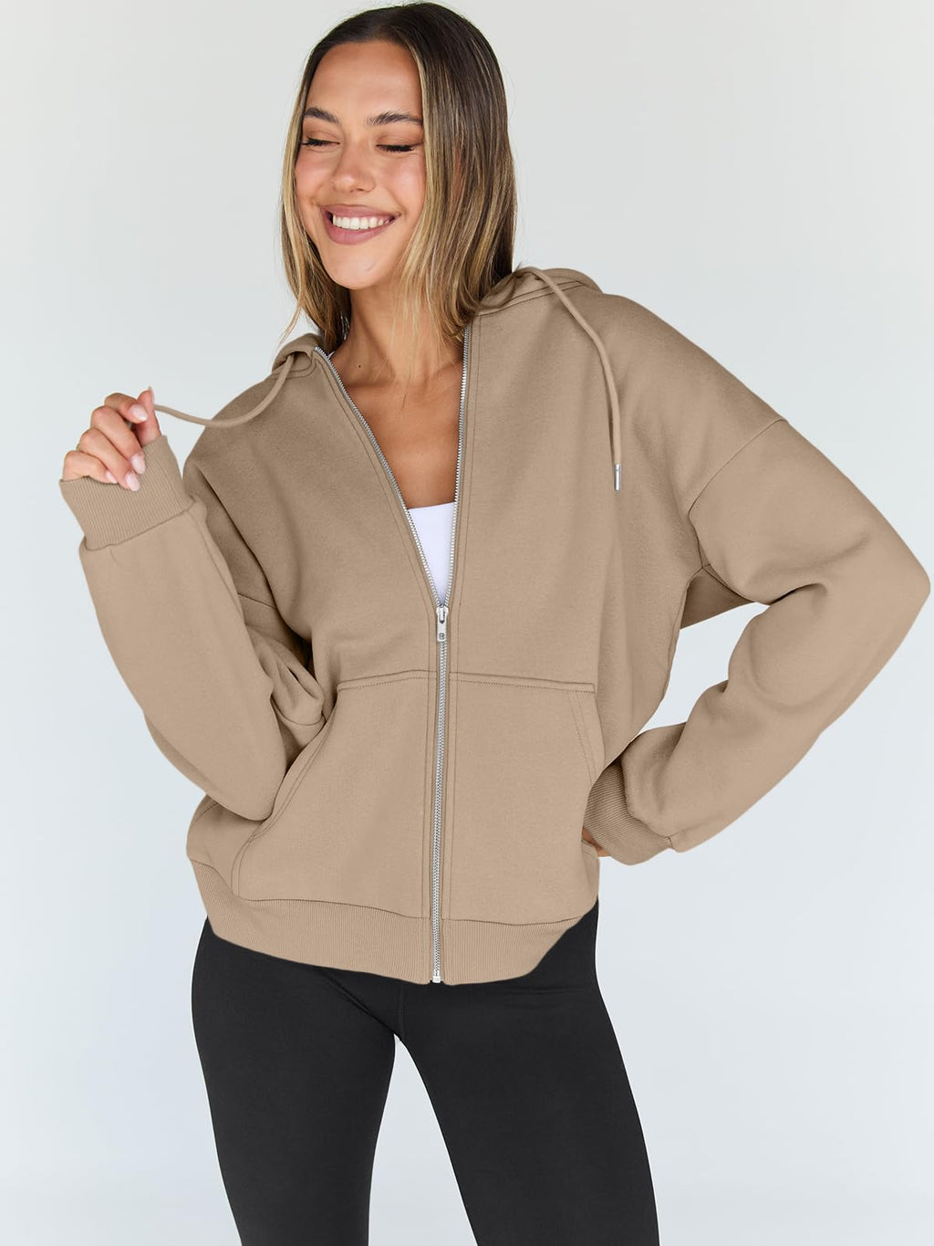 Damen Zip-Hoodie mit Kapuze – Bequeme Freizeit Sweatjacke