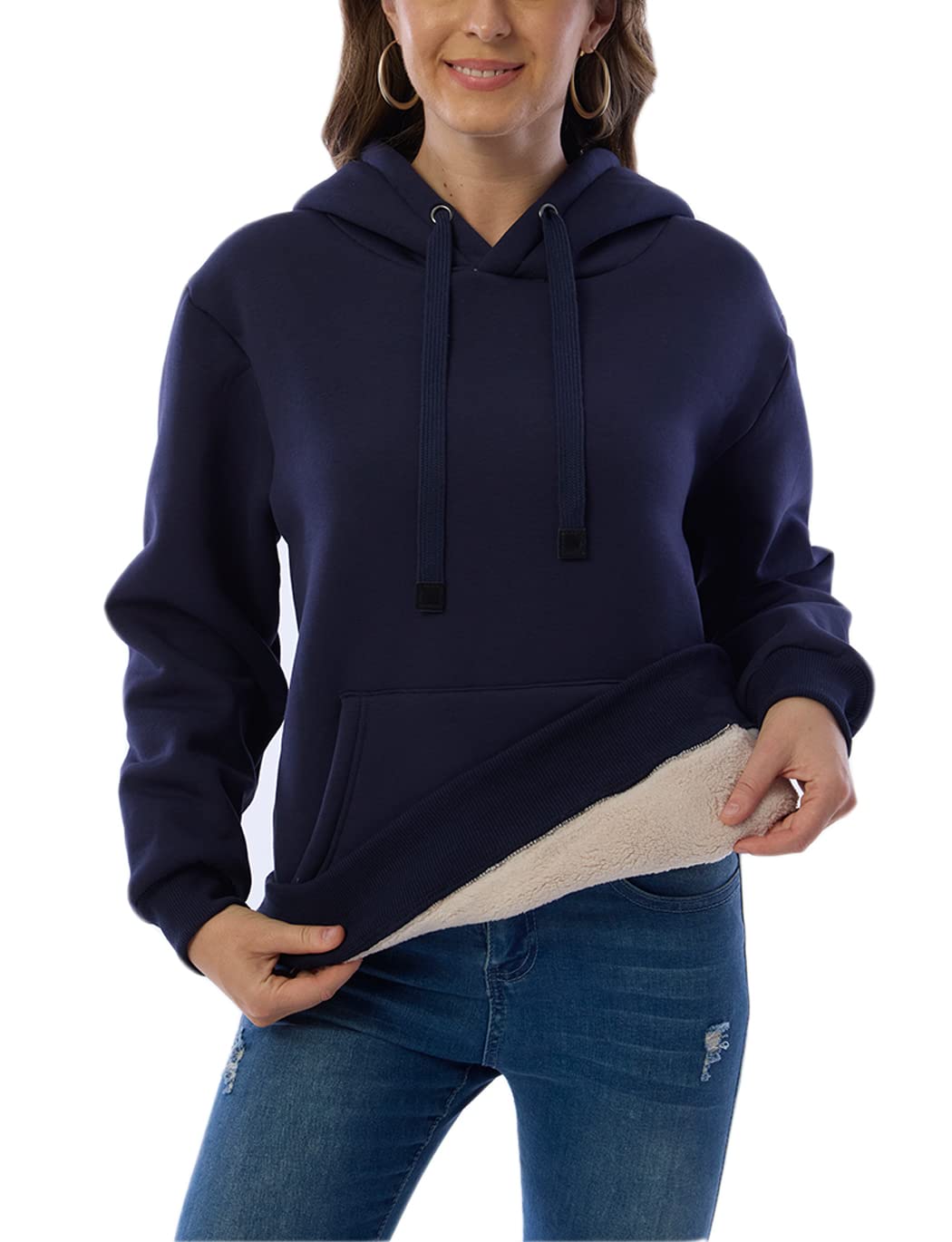 Damen Winter Hoodie mit Sherpa-Futter – Warmer Kapuzenpullover