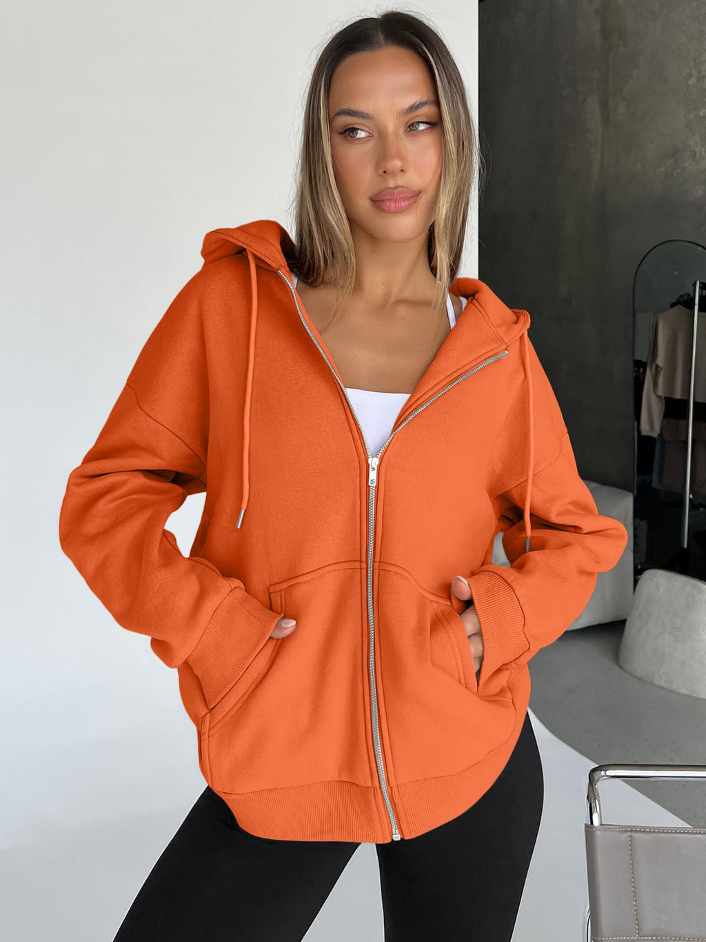 Damen Zip-Hoodie mit Kapuze – Bequeme Freizeit Sweatjacke