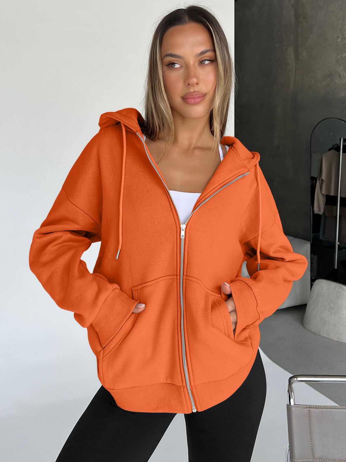 Damen Zip-Hoodie mit Kapuze – Bequeme Freizeit Sweatjacke