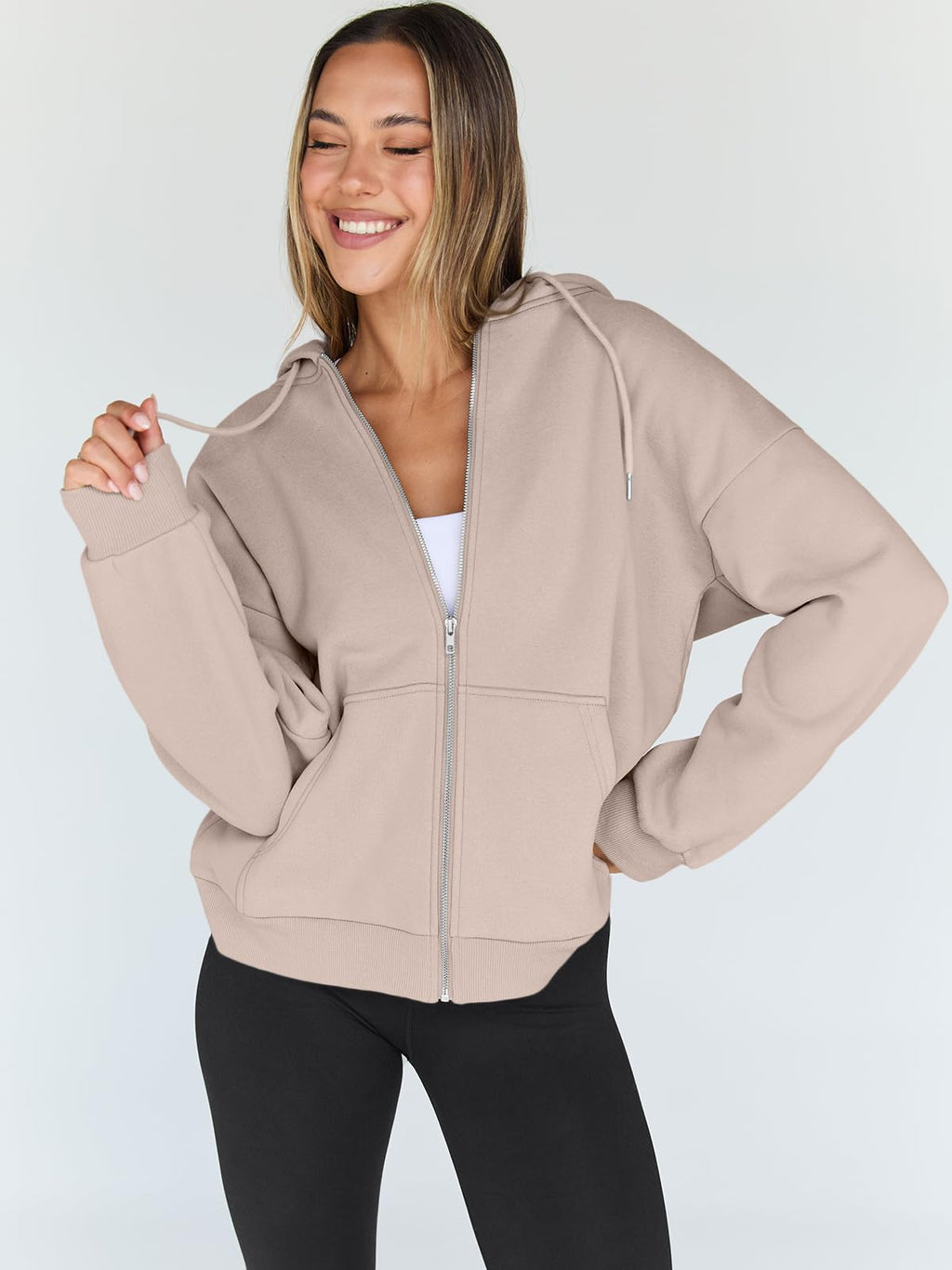 Damen Zip-Hoodie mit Kapuze – Bequeme Freizeit Sweatjacke