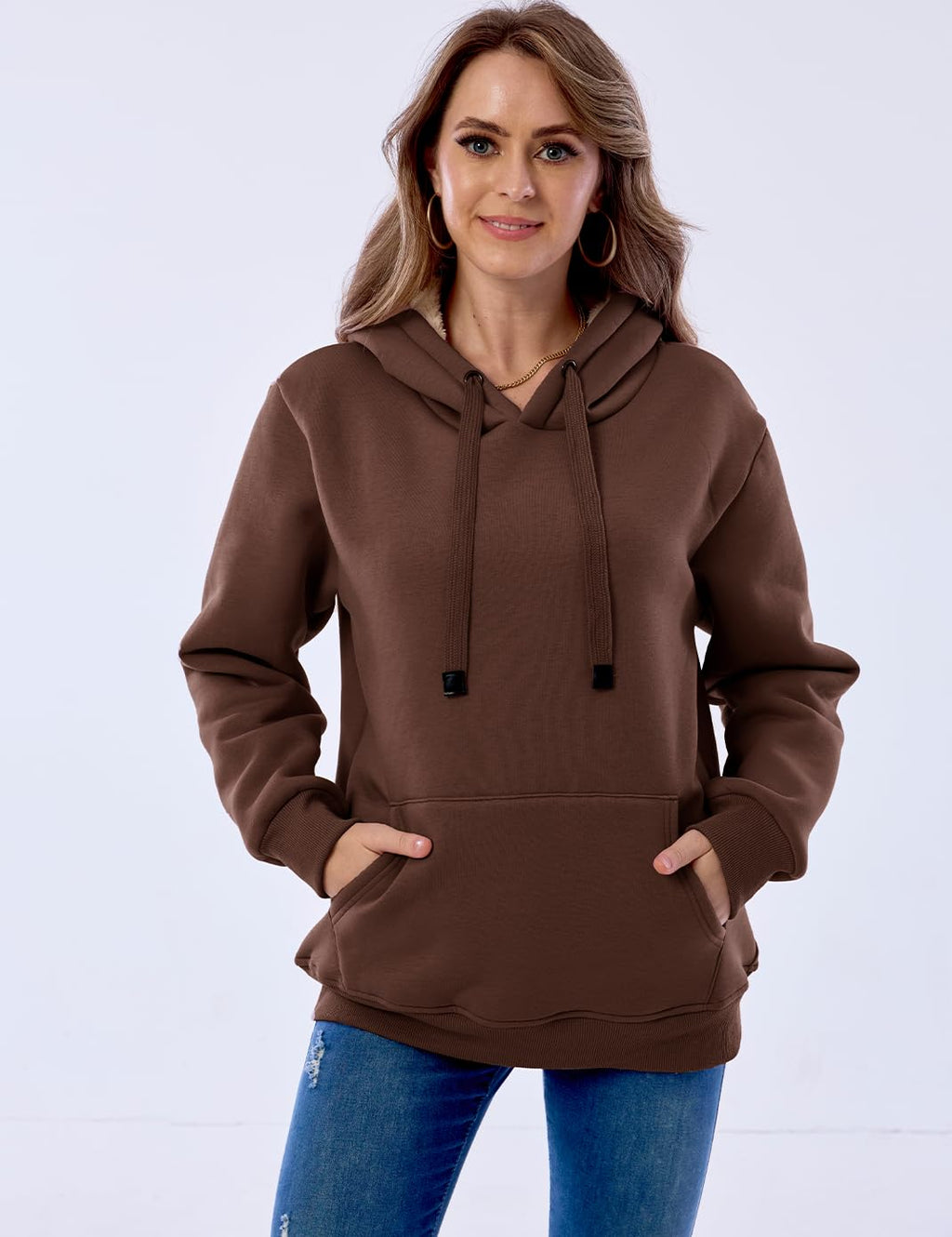 Damen Winter Hoodie mit Sherpa-Futter – Warmer Kapuzenpullover