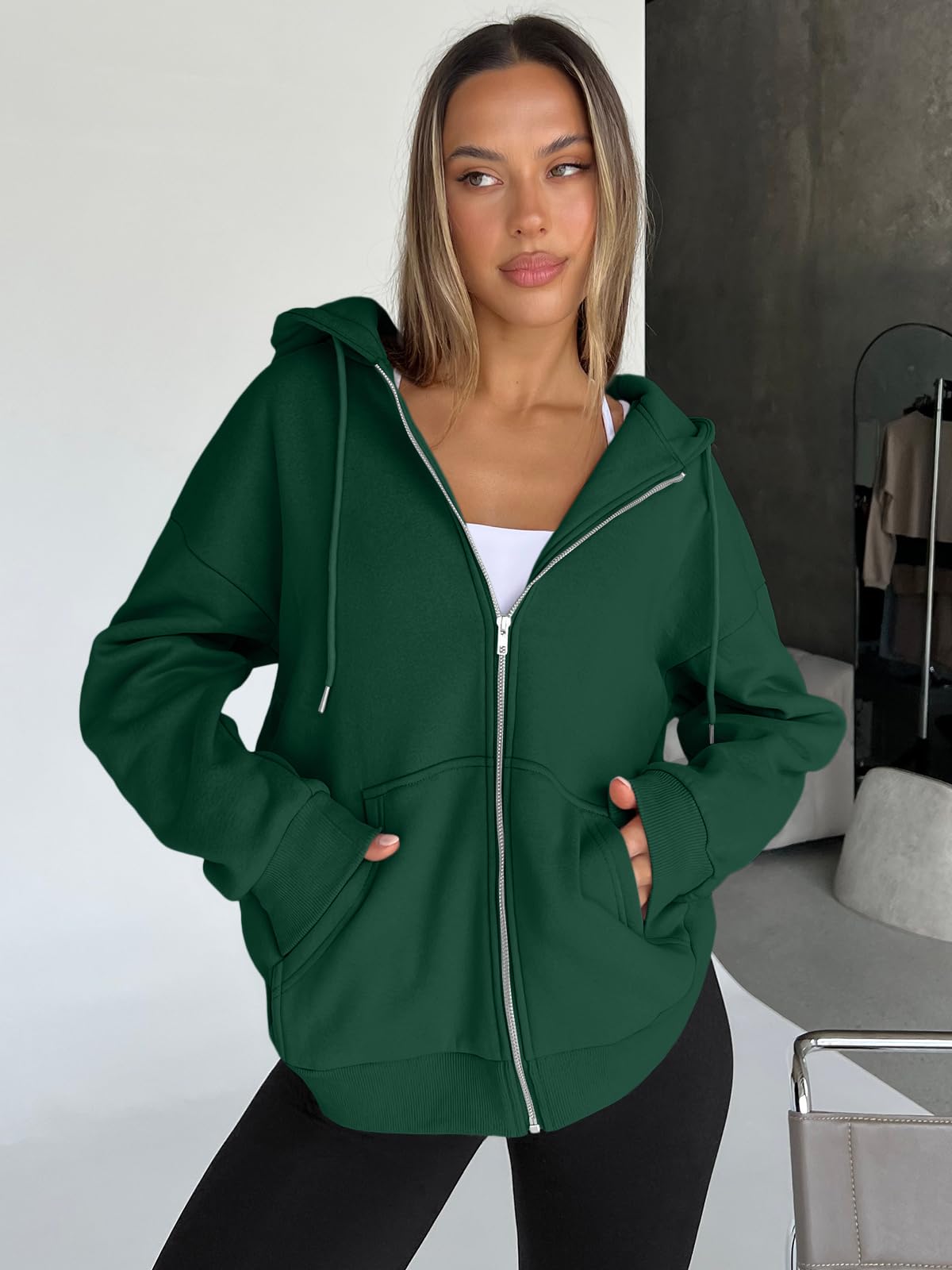Damen Zip-Hoodie mit Kapuze – Bequeme Freizeit Sweatjacke