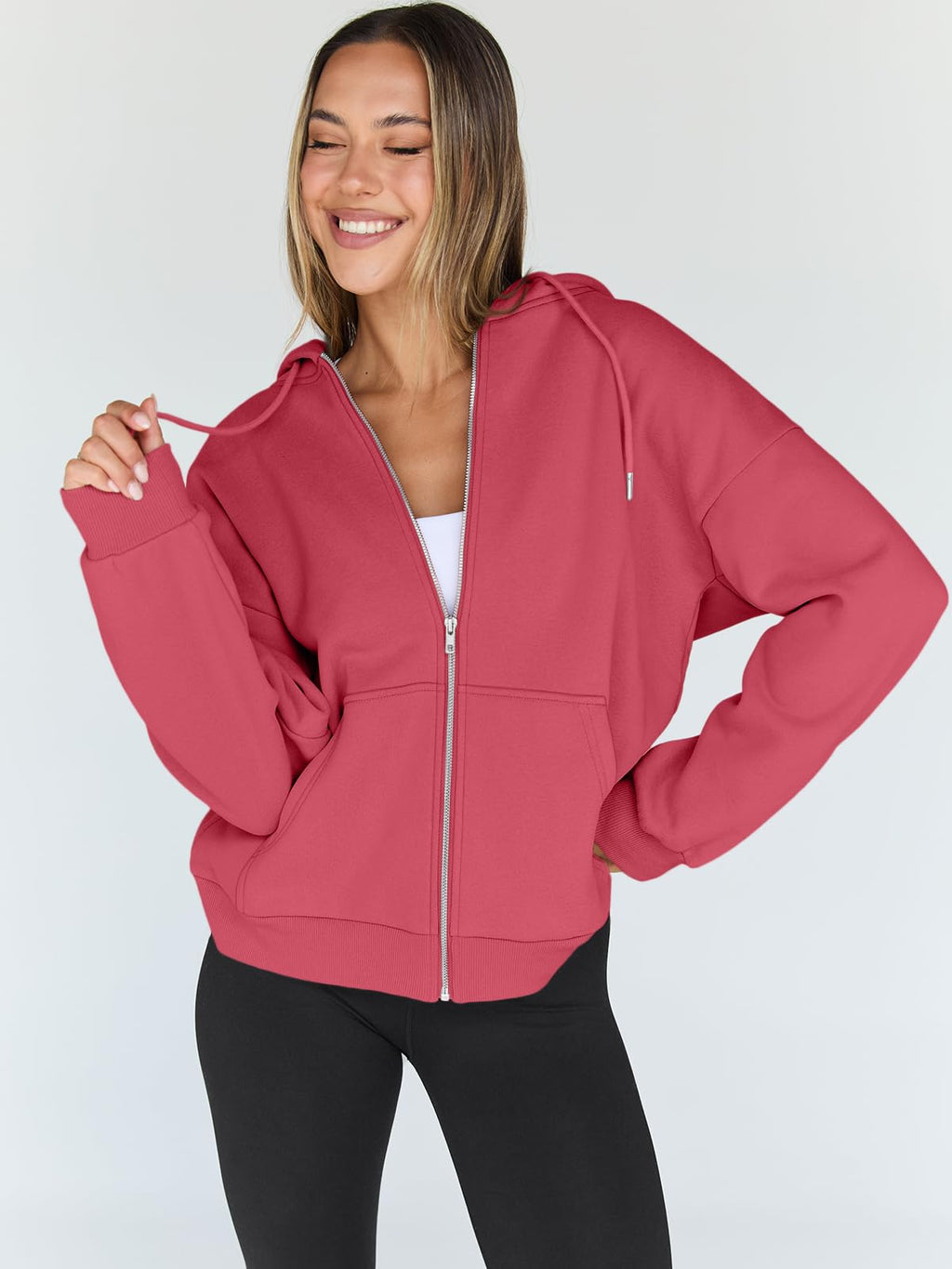 Damen Zip-Hoodie mit Kapuze – Bequeme Freizeit Sweatjacke
