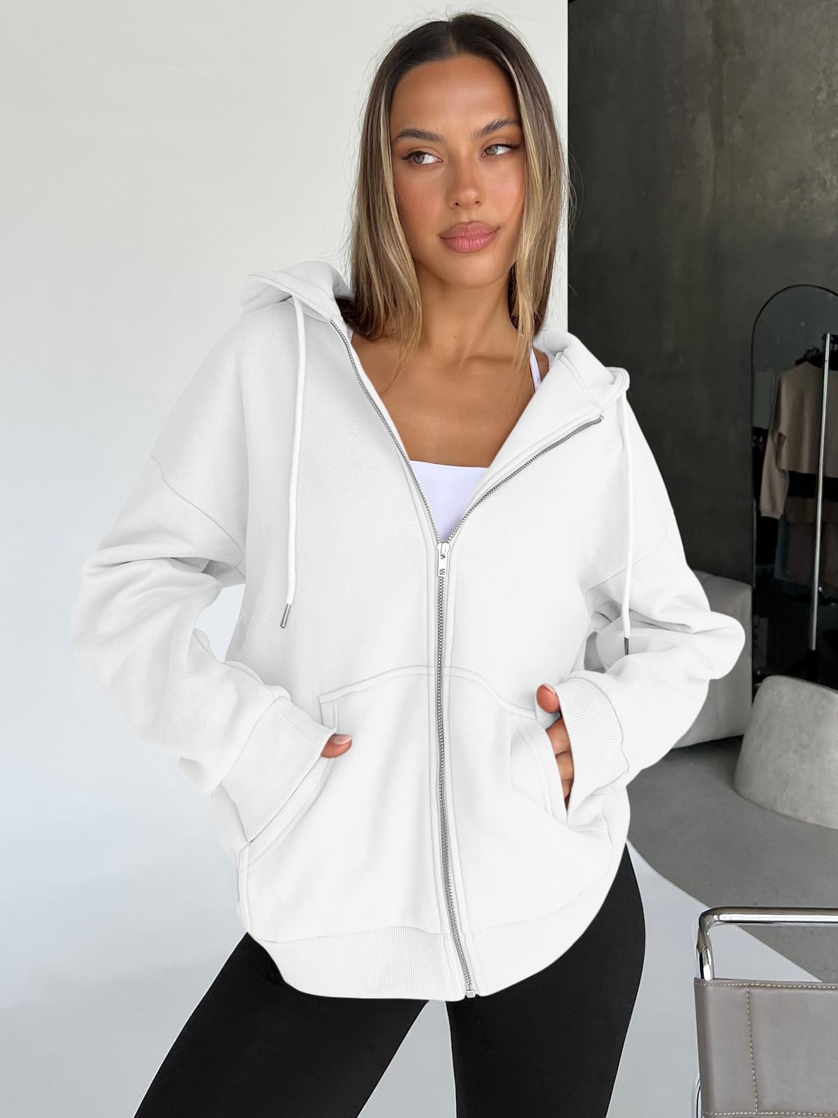 Damen Zip-Hoodie mit Kapuze – Bequeme Freizeit Sweatjacke