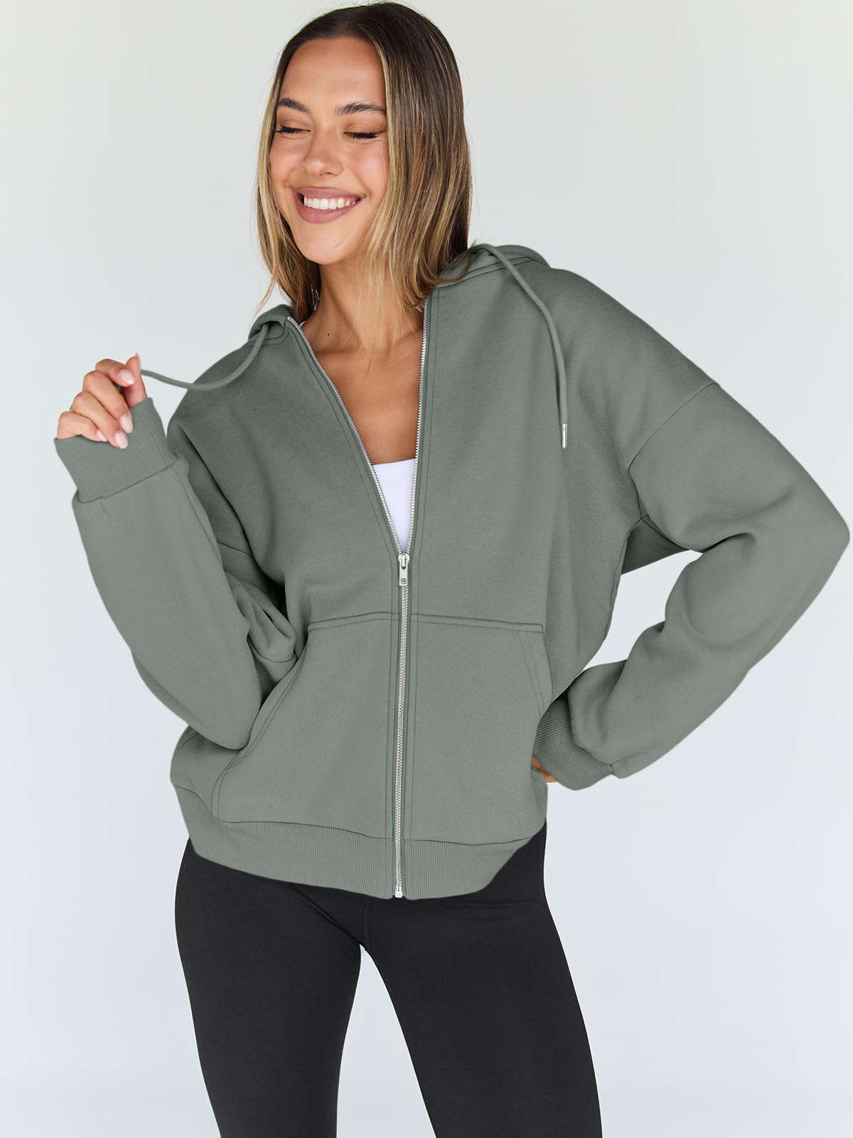 Damen Zip-Hoodie mit Kapuze – Bequeme Freizeit Sweatjacke