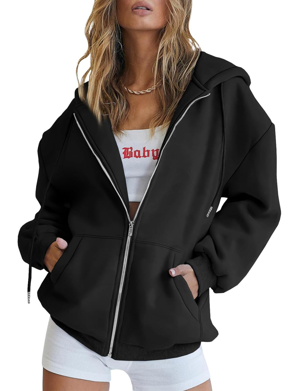 Damen Zip-Hoodie mit Kapuze – Bequeme Freizeit Sweatjacke