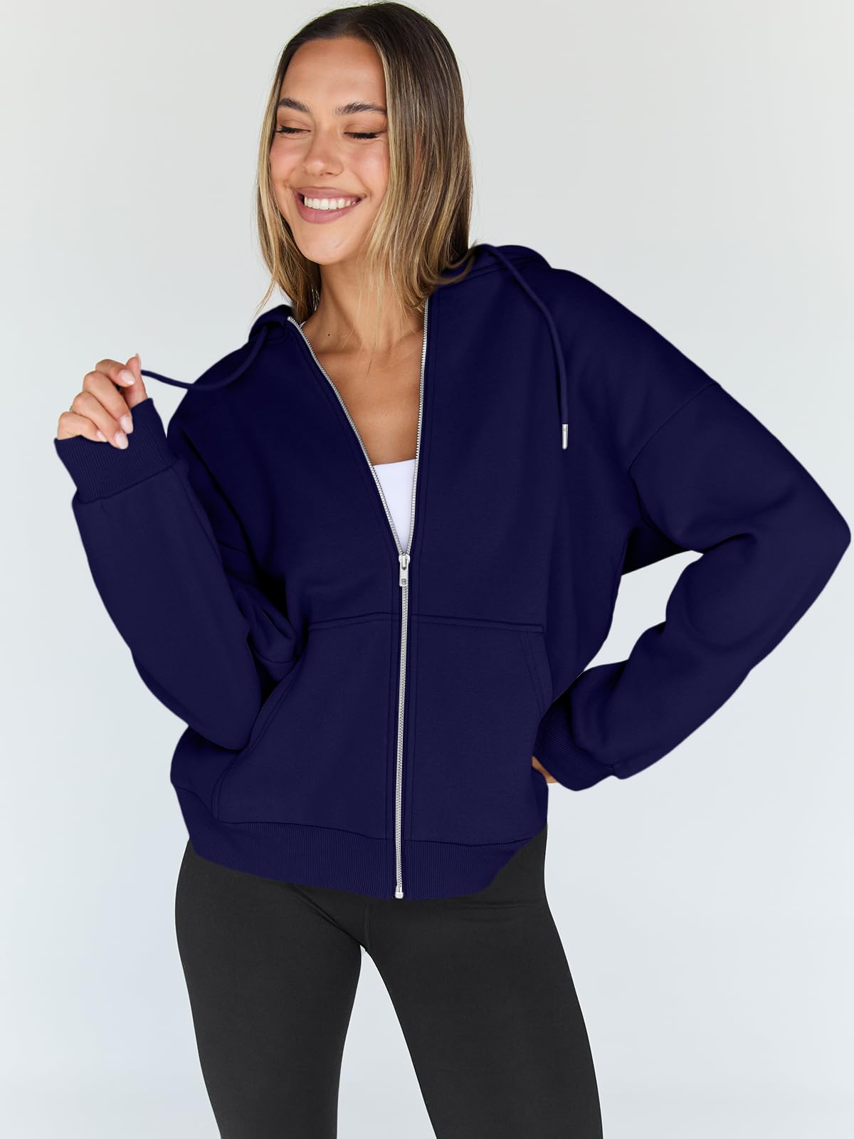 Damen Zip-Hoodie mit Kapuze – Bequeme Freizeit Sweatjacke