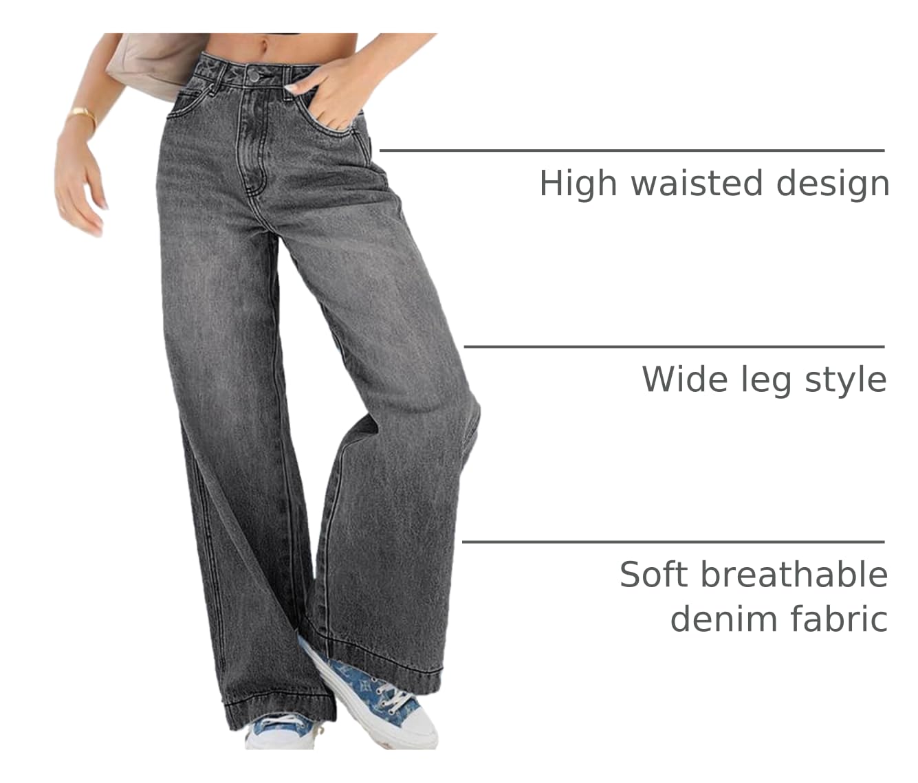 Damen Wide-Leg Jeans – Lässige High-Waist Denim Hose