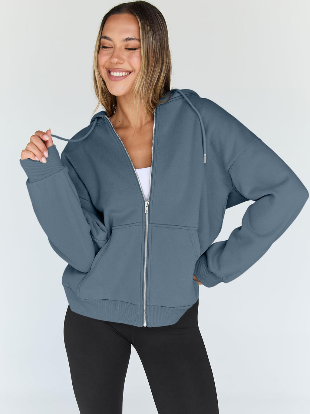 Damen Zip-Hoodie mit Kapuze – Bequeme Freizeit Sweatjacke