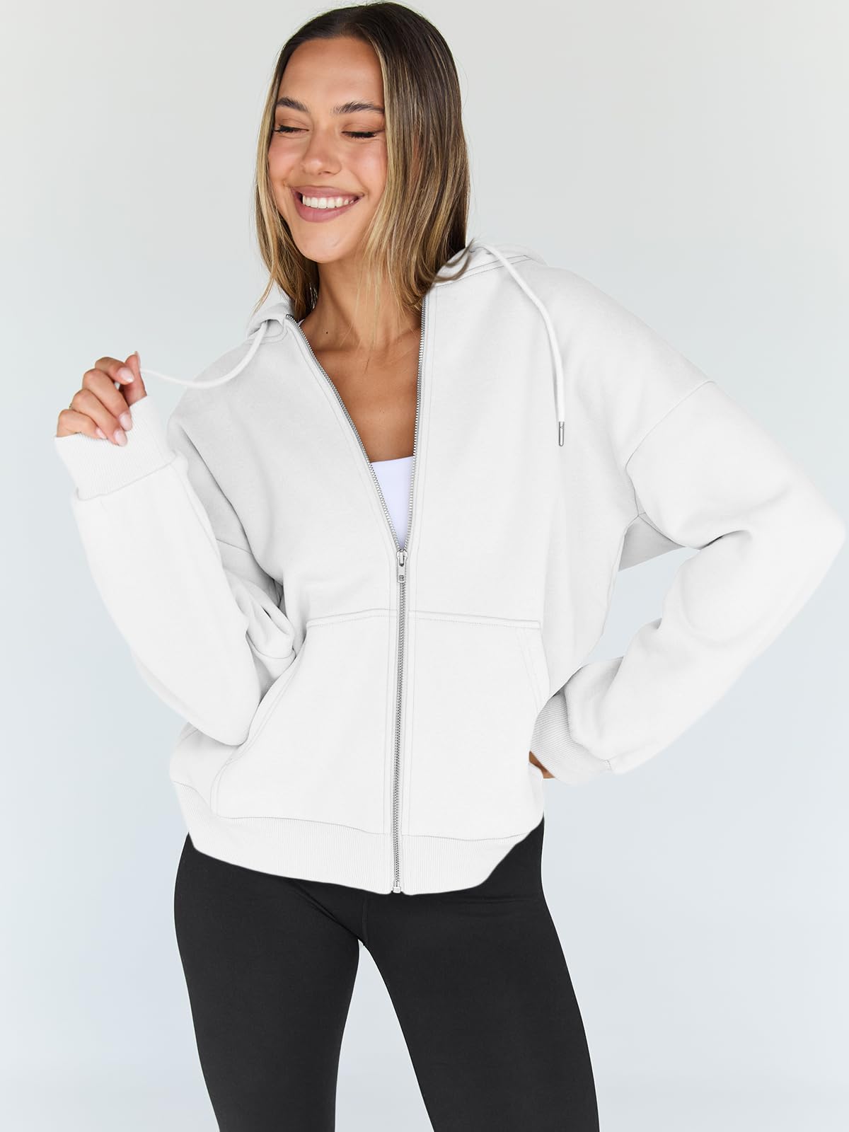 Damen Zip-Hoodie mit Kapuze – Bequeme Freizeit Sweatjacke