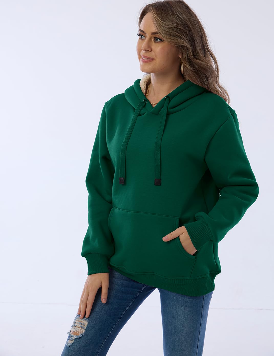 Damen Winter Hoodie mit Sherpa-Futter – Warmer Kapuzenpullover