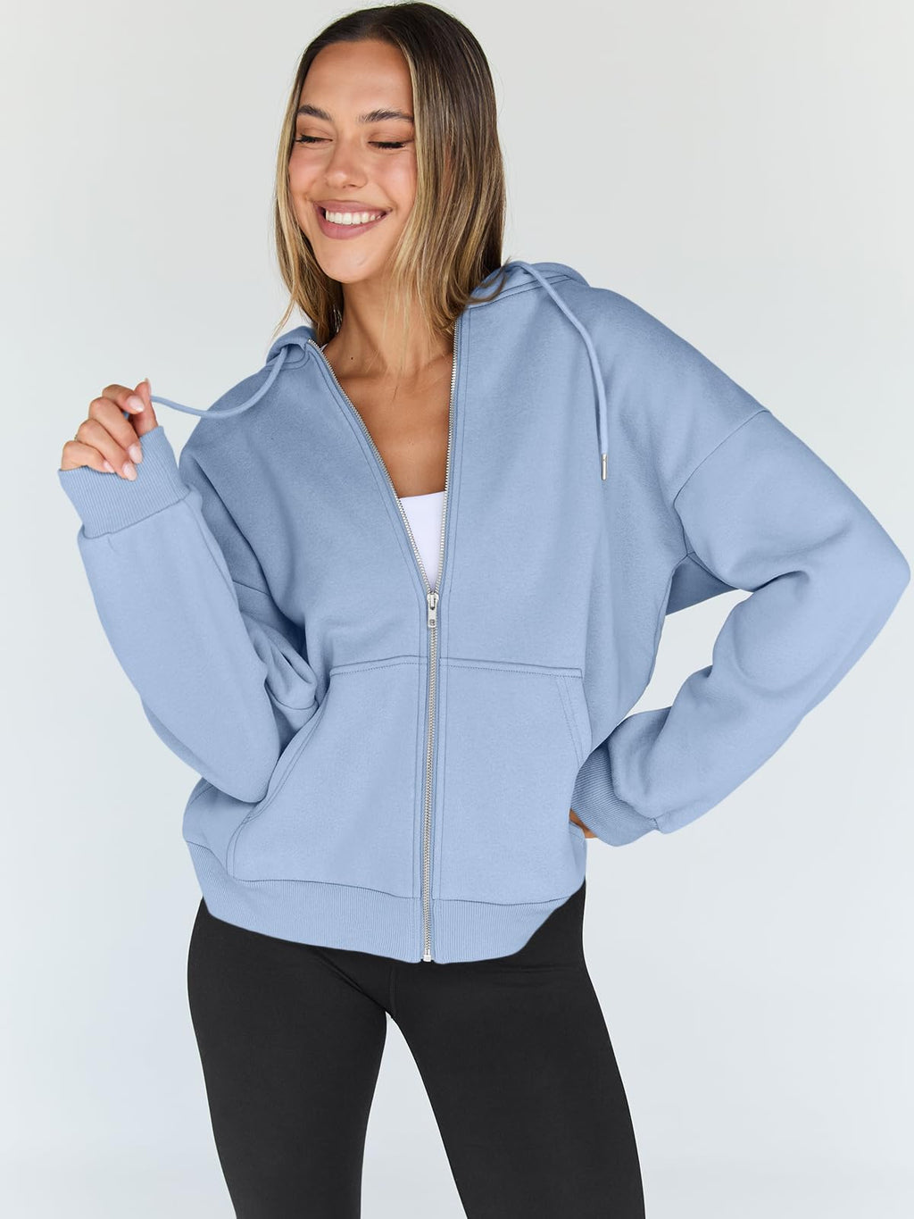 Damen Zip-Hoodie mit Kapuze – Bequeme Freizeit Sweatjacke