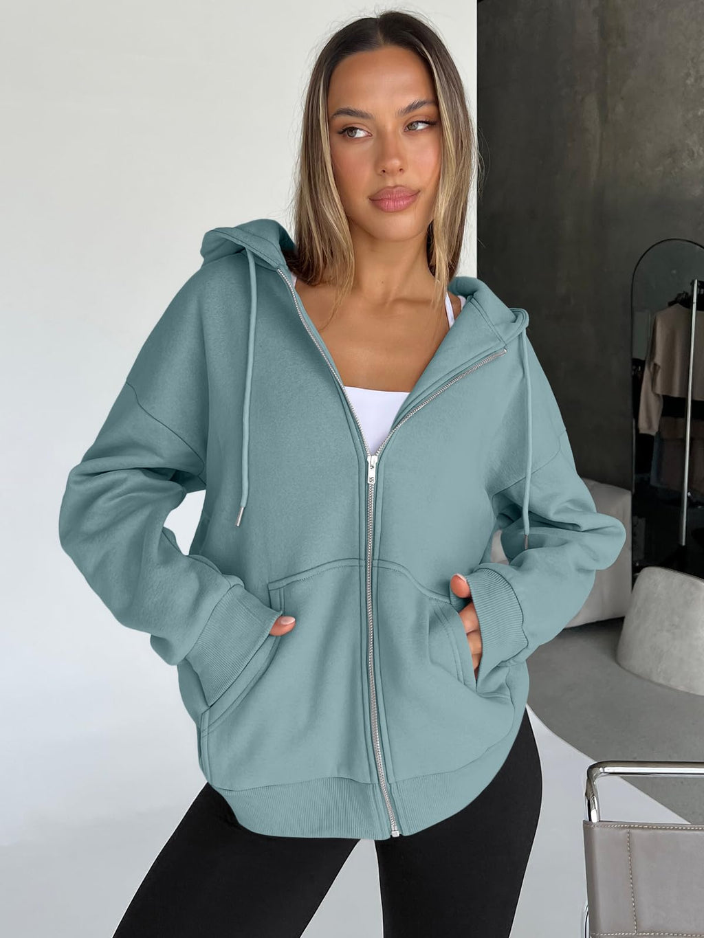 Damen Zip-Hoodie mit Kapuze – Bequeme Freizeit Sweatjacke