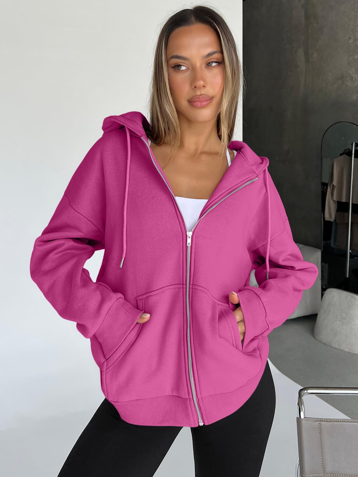 Damen Zip-Hoodie mit Kapuze – Bequeme Freizeit Sweatjacke
