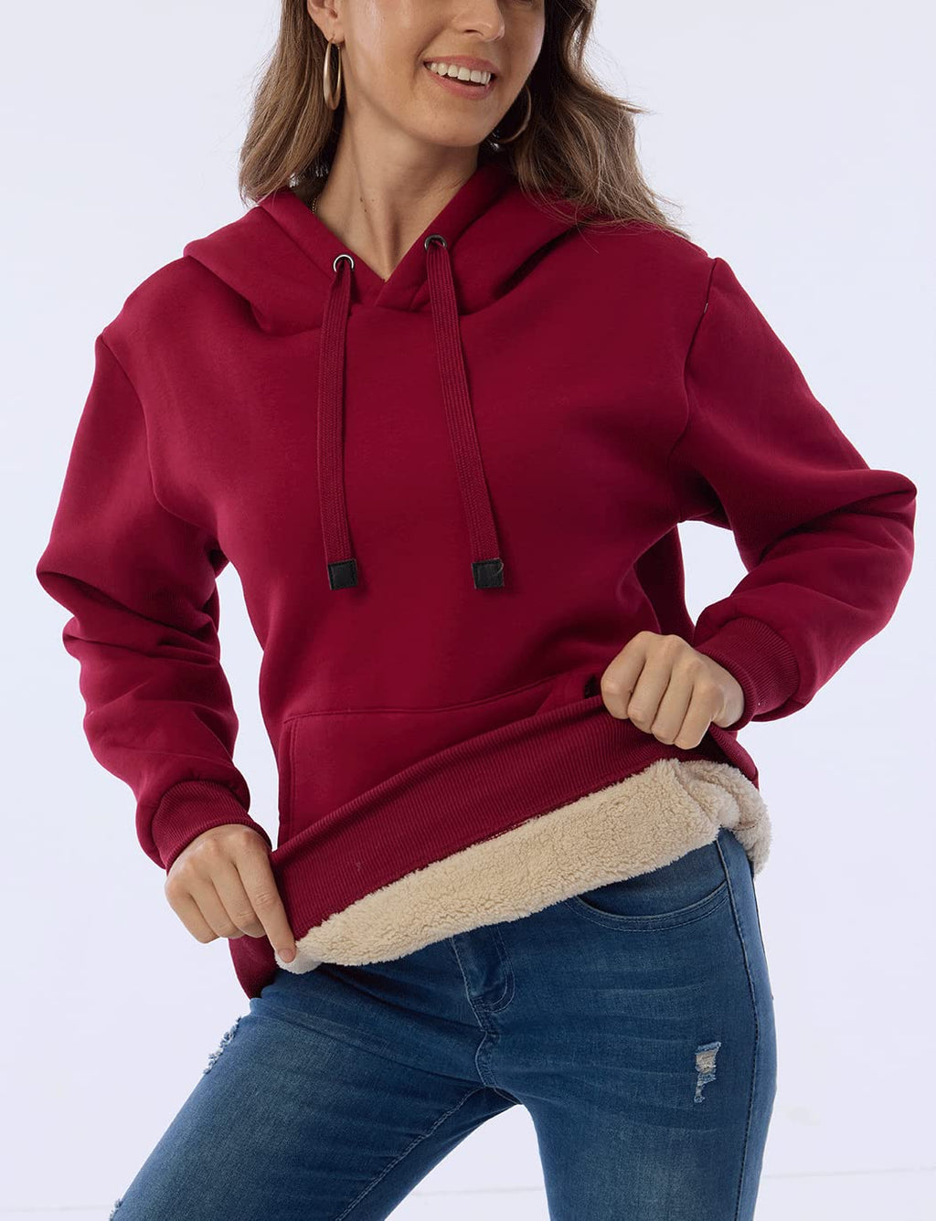 Damen Winter Hoodie mit Sherpa-Futter – Warmer Kapuzenpullover