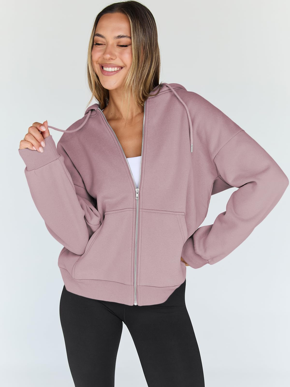 Damen Zip-Hoodie mit Kapuze – Bequeme Freizeit Sweatjacke