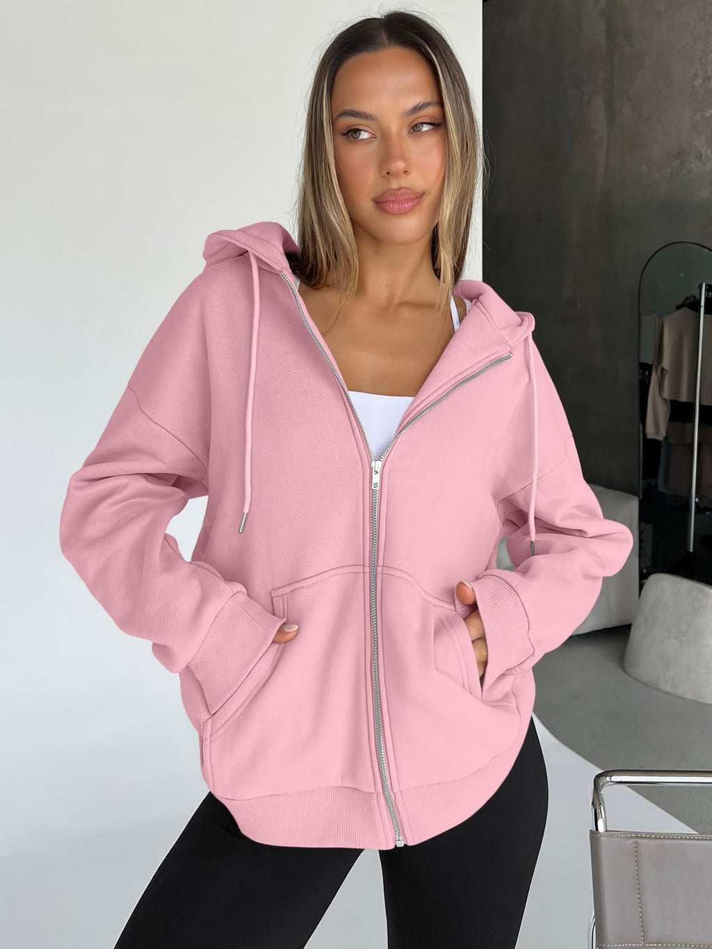 Damen Zip-Hoodie mit Kapuze – Bequeme Freizeit Sweatjacke