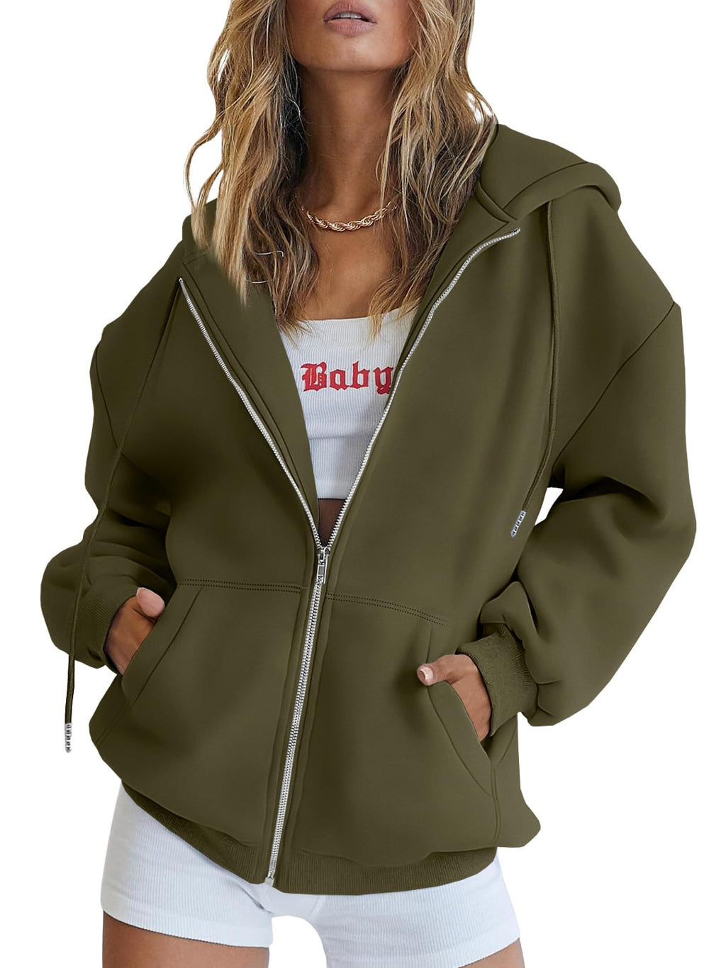 Damen Zip-Hoodie mit Kapuze – Bequeme Freizeit Sweatjacke